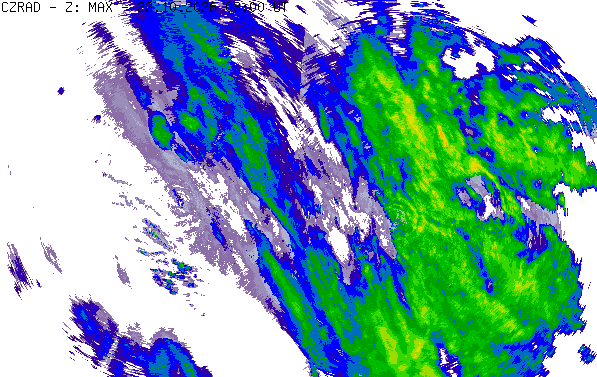 Meteoradar - aktuální srážky 2026-10-22 05:00:00