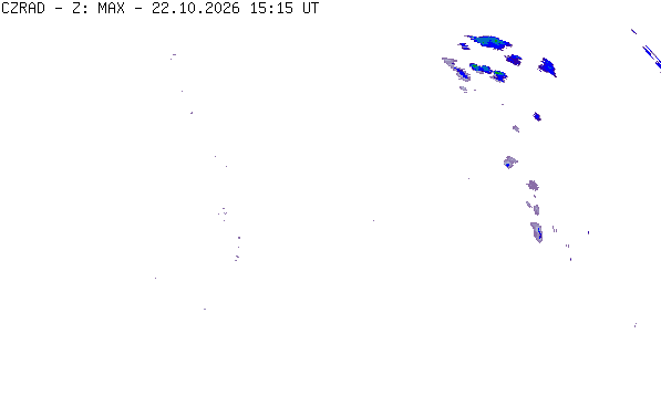 Meteoradar - aktuální srážky 2026-10-22 17:15:00