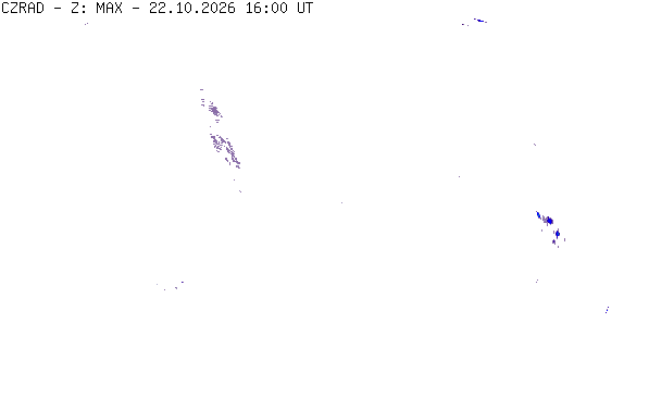 Meteoradar - aktuální srážky 2026-10-22 18:00:00