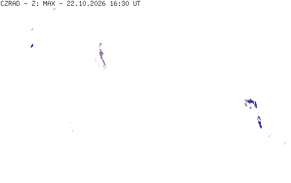 Meteoradar - aktuální srážky 2026-10-22 18:30:00