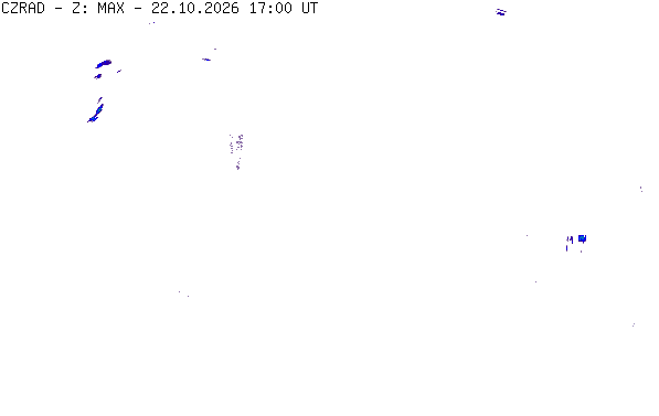 Meteoradar - aktuální srážky 2026-10-22 19:00:00