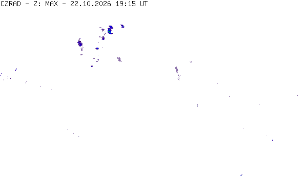 Meteoradar - aktuální srážky 2026-10-22 21:15:00