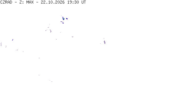 Meteoradar - aktuální srážky 2026-10-22 21:30:00