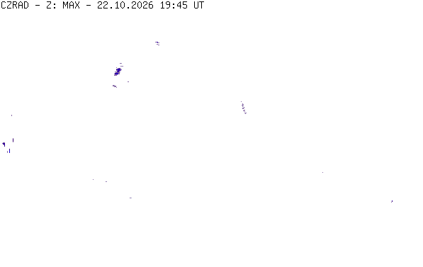 Meteoradar - aktuální srážky 2026-10-22 21:45:00