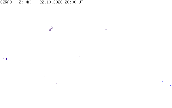 Meteoradar - aktuální srážky 2026-10-22 22:00:00