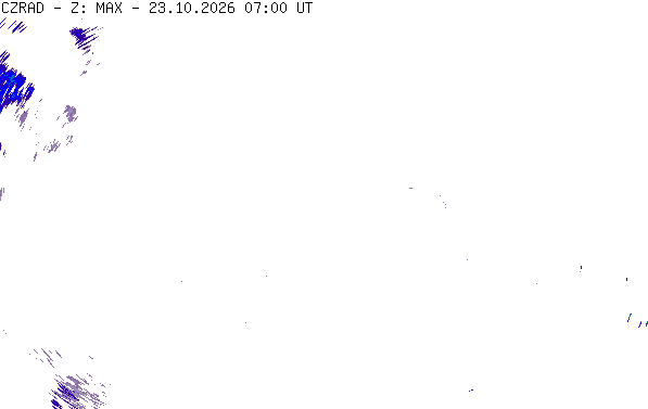 Meteoradar - aktuální srážky 2026-10-23 09:00:00