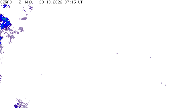 Meteoradar - aktuální srážky 2026-10-23 09:15:00