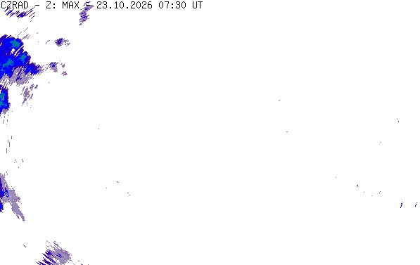 Meteoradar - aktuální srážky 2026-10-23 09:30:00