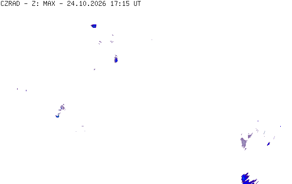 Meteoradar - aktuální srážky 2026-10-24 19:15:00