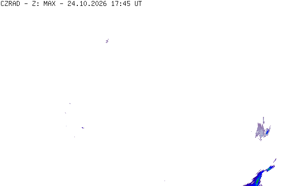 Meteoradar - aktuální srážky 2026-10-24 19:45:00