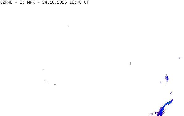 Meteoradar - aktuální srážky 2026-10-24 20:00:00
