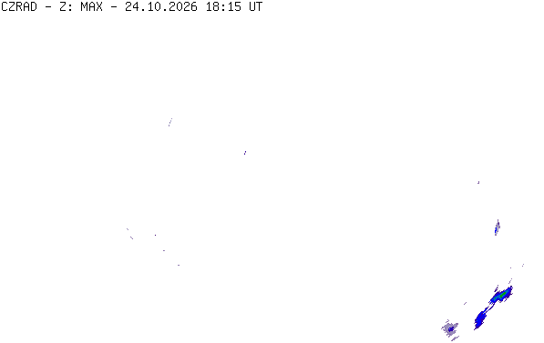 Meteoradar - aktuální srážky 2026-10-24 20:15:00