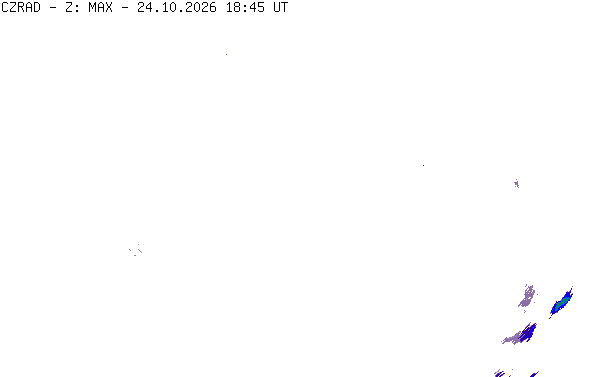 Meteoradar - aktuální srážky 2026-10-24 20:45:00