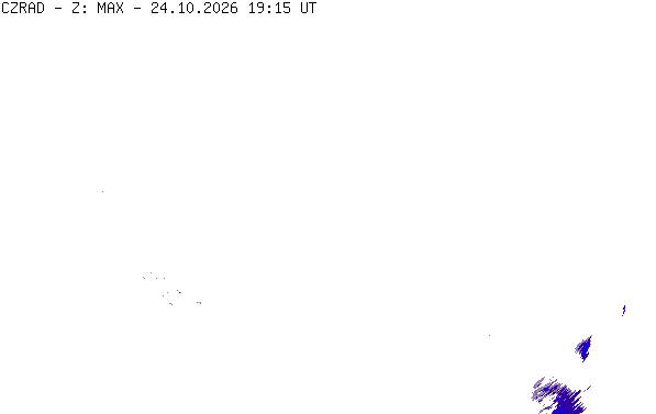 Meteoradar - aktuální srážky 2026-10-24 21:15:00