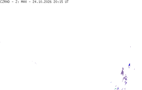 Meteoradar - aktuální srážky 2026-10-24 22:15:00