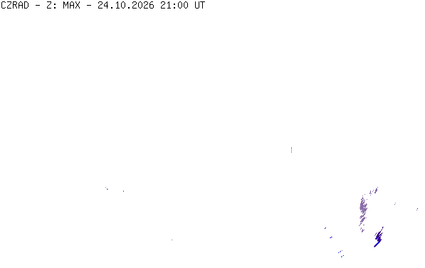 Meteoradar - aktuální srážky 2026-10-24 23:00:00