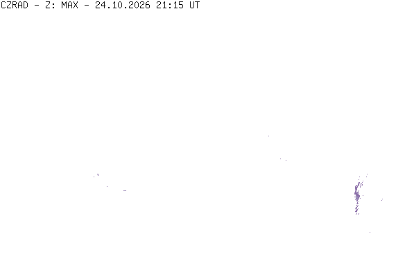 Meteoradar - aktuální srážky 2026-10-24 23:15:00