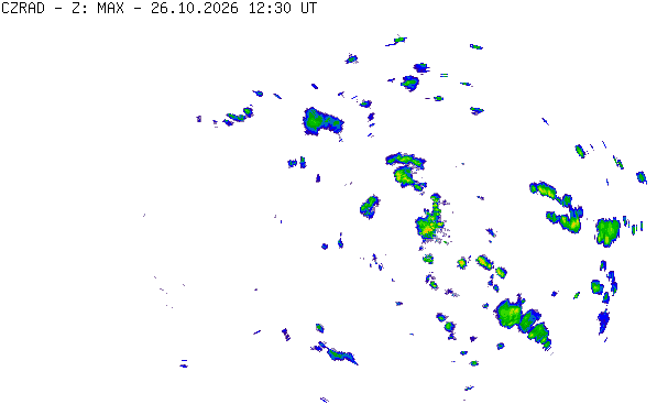 Meteoradar - aktuální srážky 2026-10-26 13:30:00