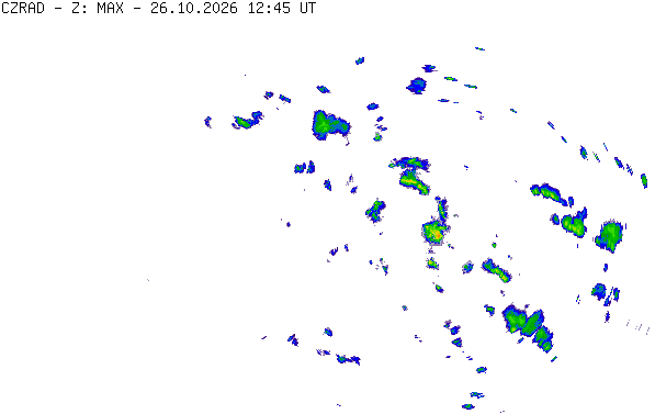 Meteoradar - aktuální srážky 2026-10-26 13:45:00