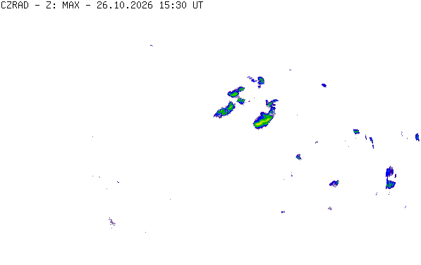 Meteoradar - aktuální srážky 2026-10-26 16:30:00