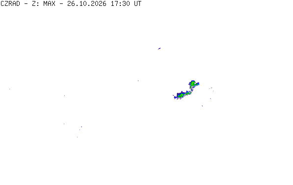 Meteoradar - aktuální srážky 2026-10-26 18:30:00