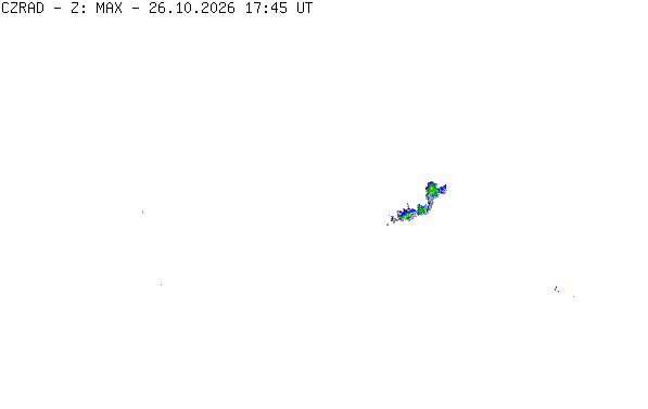 Meteoradar - aktuální srážky 2026-10-26 18:45:00