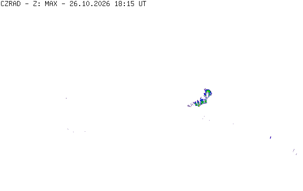 Meteoradar - aktuální srážky 2026-10-26 19:15:00
