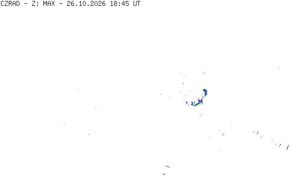 Meteoradar - aktuální srážky 2026-10-26 19:45:00