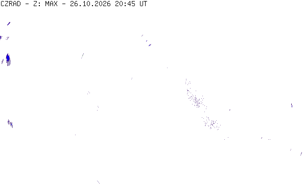 Meteoradar - aktuální srážky 2026-10-26 21:45:00