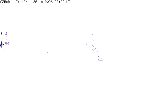 Meteoradar - aktuální srážky 2026-10-26 23:00:00