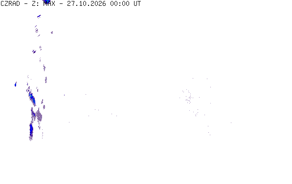 Meteoradar - aktuální srážky 2026-10-27 01:00:00
