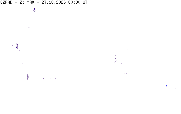 Meteoradar - aktuální srážky 2026-10-27 01:30:00