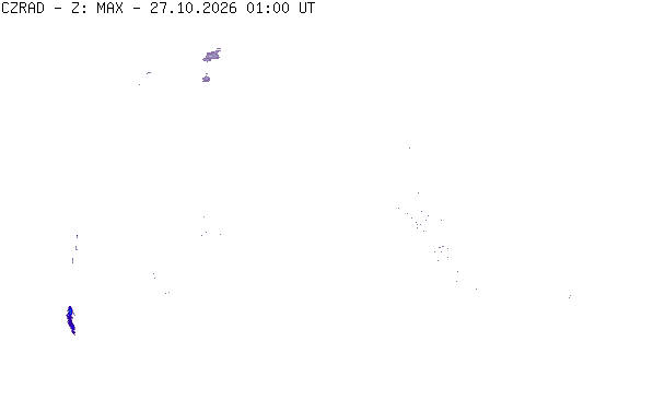 Meteoradar - aktuální srážky 2026-10-27 02:00:00