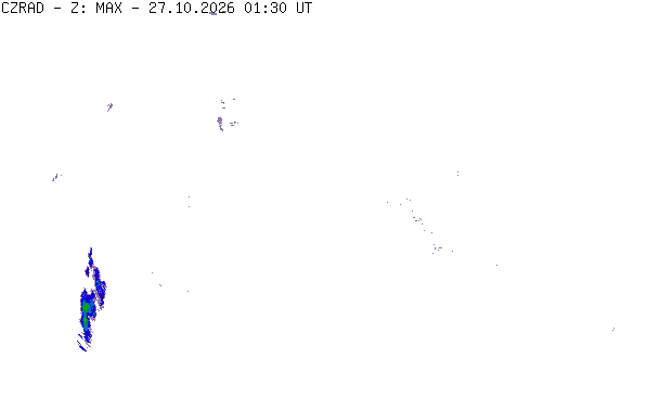 Meteoradar - aktuální srážky 2026-10-27 02:30:00