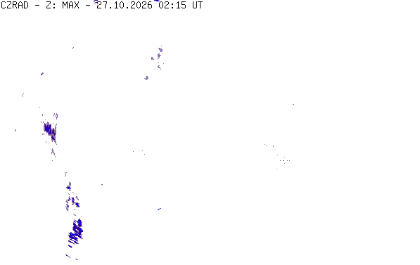 Meteoradar - aktuální srážky 2026-10-27 03:15:00