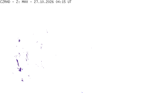 Meteoradar - aktuální srážky 2026-10-27 05:15:00