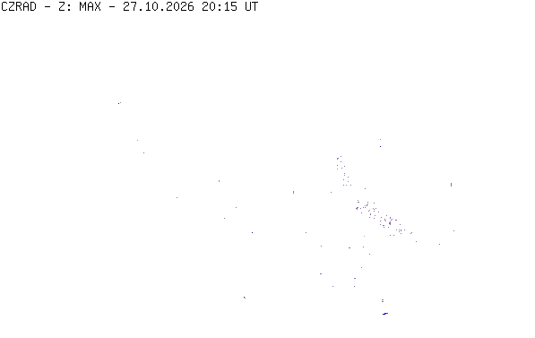 Meteoradar - aktuální srážky 2026-10-27 21:15:00