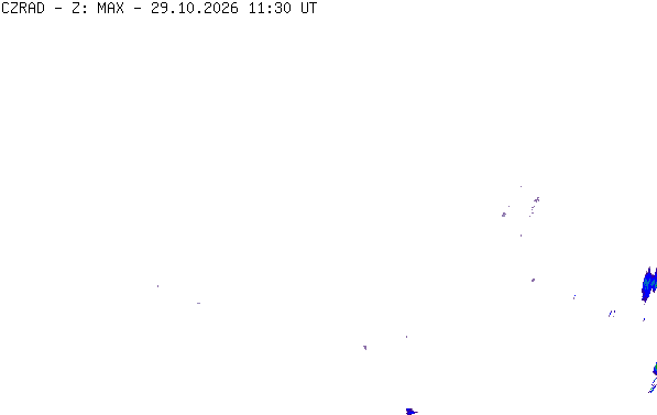 Meteoradar - aktuální srážky 2026-10-29 12:30:00