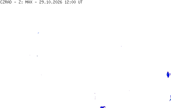 Meteoradar - aktuální srážky 2026-10-29 13:00:00