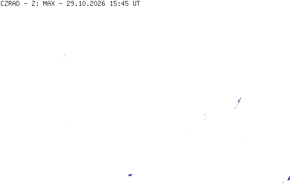 Meteoradar - aktuální srážky 2026-10-29 16:45:00