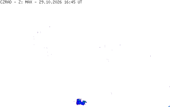 Meteoradar - aktuální srážky 2026-10-29 17:45:00
