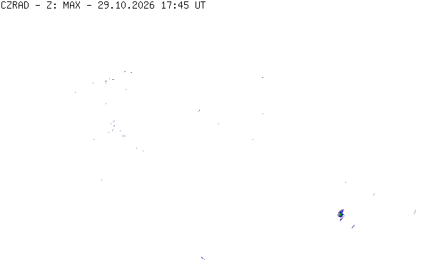 Meteoradar - aktuální srážky 2026-10-29 18:45:00