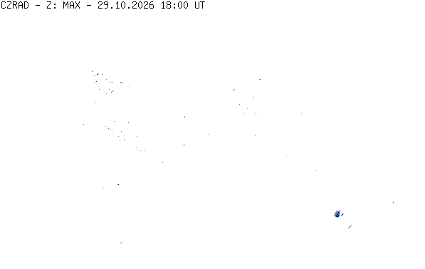 Meteoradar - aktuální srážky 2026-10-29 19:00:00