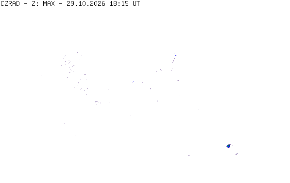 Meteoradar - aktuální srážky 2026-10-29 19:15:00