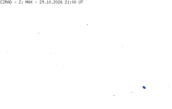 Meteoradar - aktuální srážky 2026-10-29 22:00:00