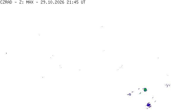Meteoradar - aktuální srážky 2026-10-29 22:45:00