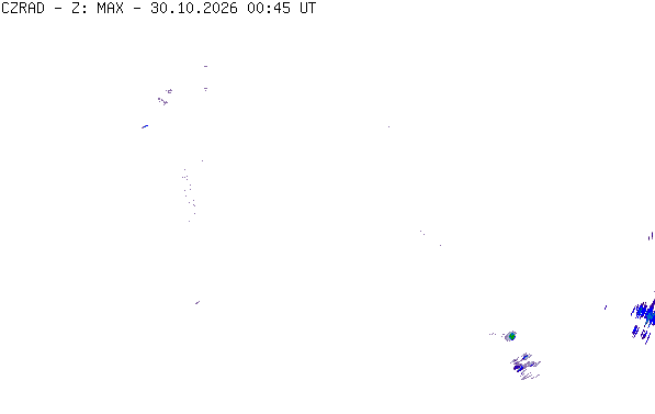 Meteoradar - aktuální srážky 2026-10-30 01:45:00