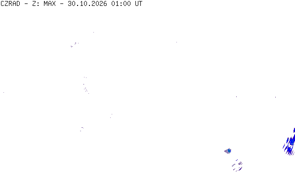 Meteoradar - aktuální srážky 2026-10-30 02:00:00