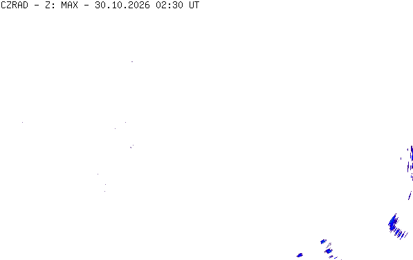 Meteoradar - aktuální srážky 2026-10-30 03:30:00