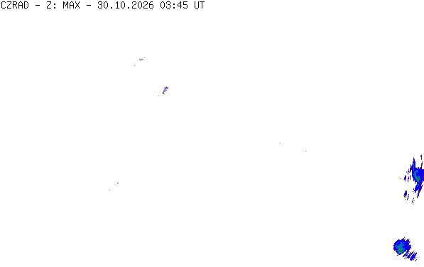 Meteoradar - aktuální srážky 2026-10-30 04:45:00